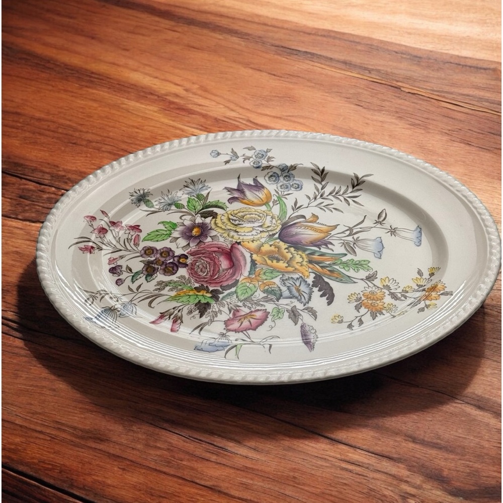 Vintage 50s Johnson Brothers Garden Bouquet Windsorware 14” Serving Platter